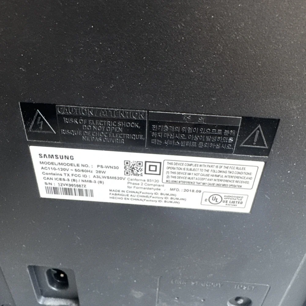 OEM Samsung PS-WN30 Wireless Subwoofer & Power Cord Only (For HW-MM55C)